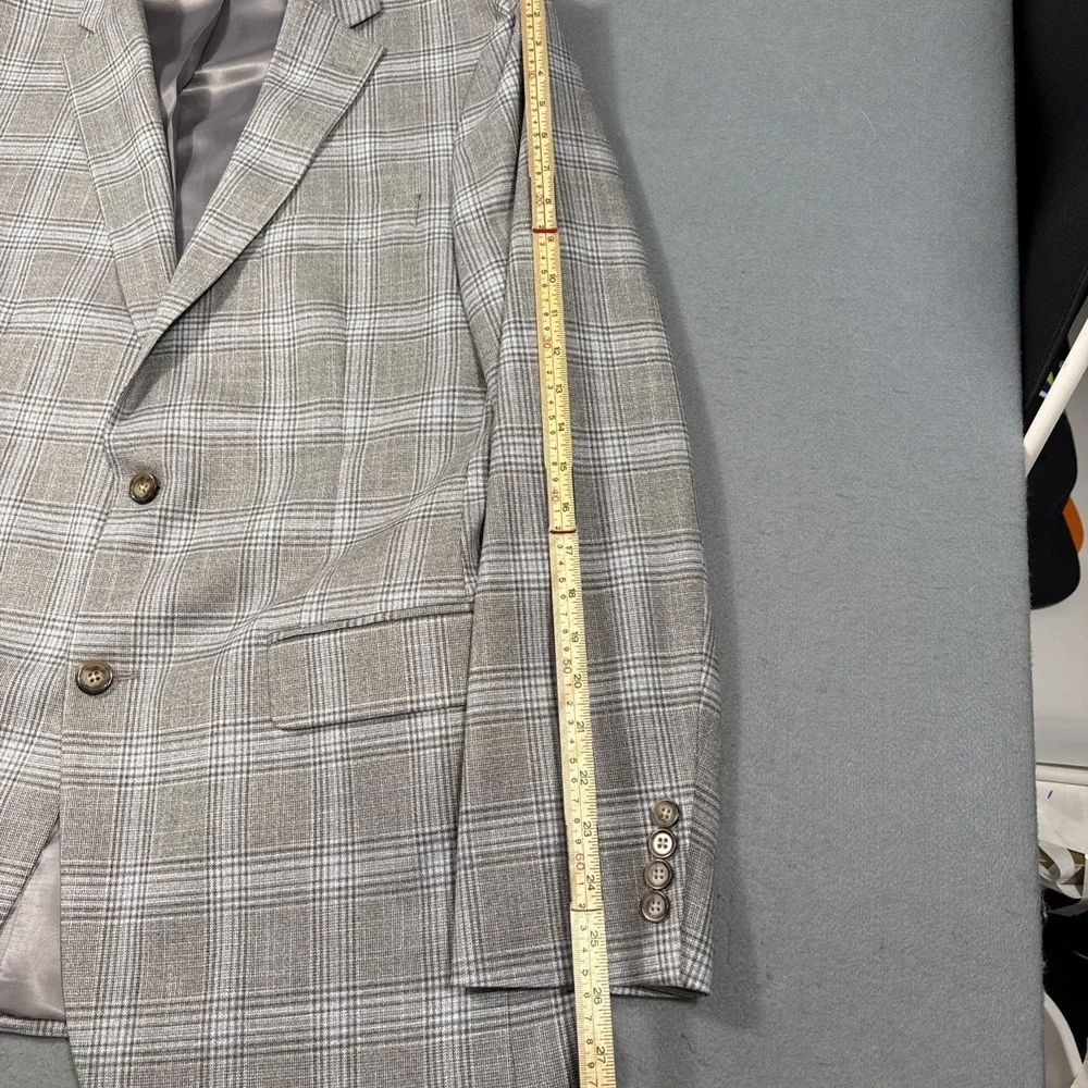 CHAPS Ralph Lauren Men's Gray‎ Glen Plaid Jacket 100% Wool Sport Blazer Size 42L